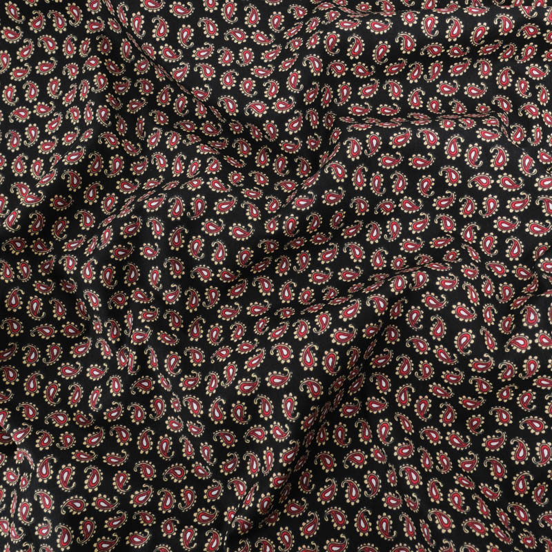 Popeline Imprimée Paisley Noir - Maison Klem